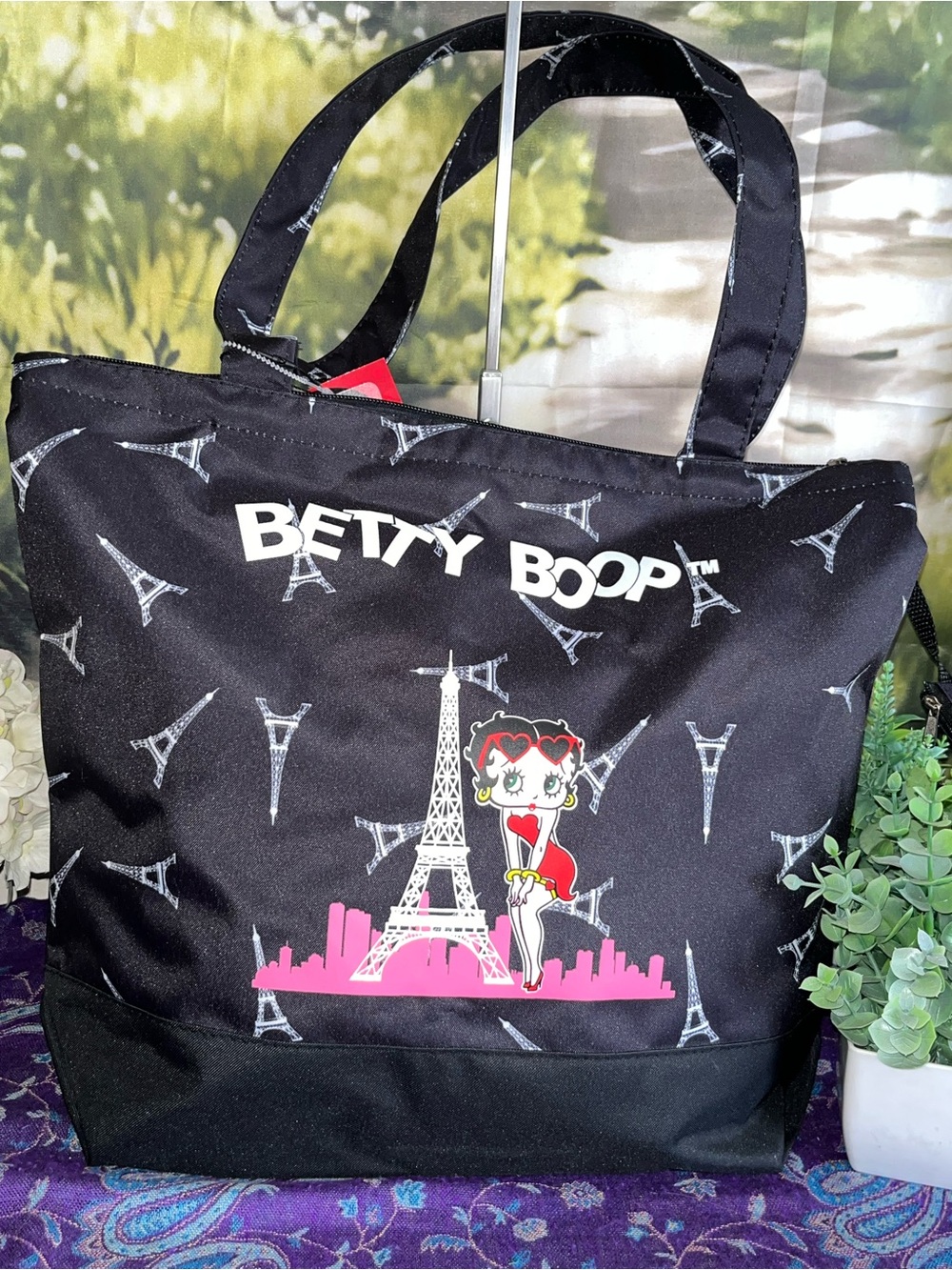 Betty Boop Black Tote with Pink Graphic